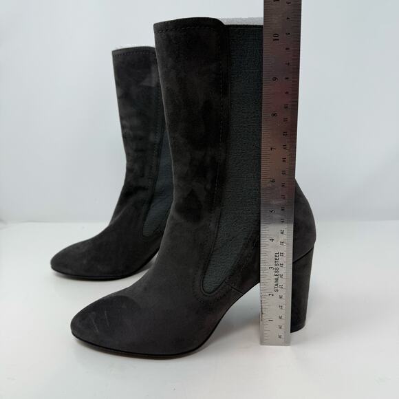 Stuart Weitzman Boots Women's 7M Fifer 80 Slate Suede Mid Calf Stretch NWOT - Picture 4 of 10